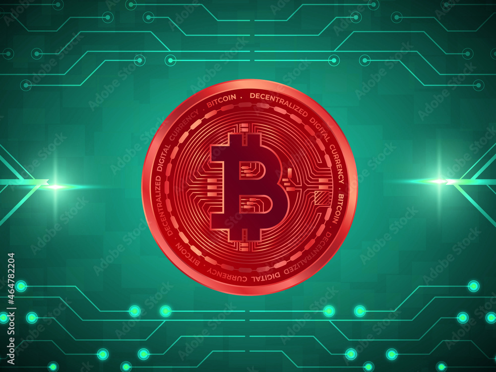 Poster 3d rendering bitcoin sign currency