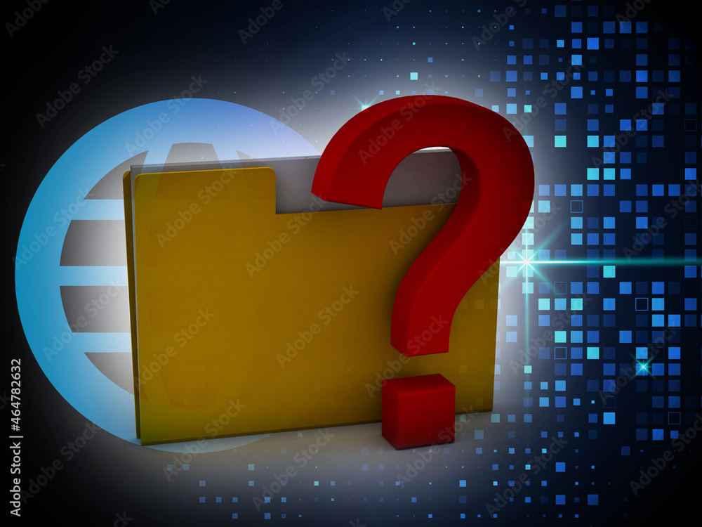 Aufkleber 3d rendering file folder with question symbol