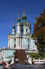 kiev, kyiv, ukraine, St. Andrew's Church, architecture, religion, orthodox, cross, building,...
