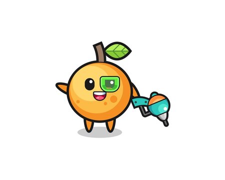 orange fruit cartoon as future warrior mascot