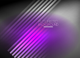 Bright neon color techno abstract background, shiny glowing neon lines in the dark background