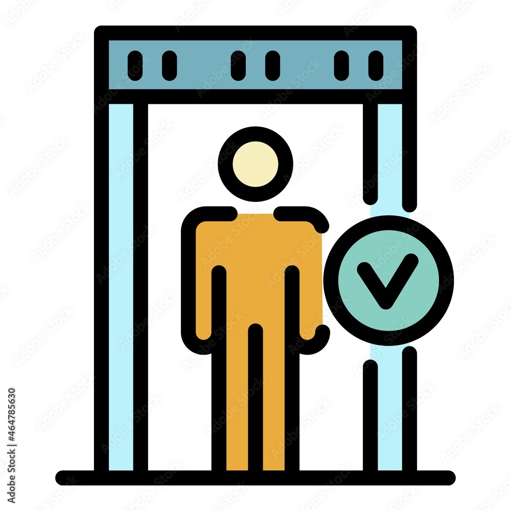 Poster pass gate scanner icon. outline pass gate scanner vector icon color flat isolated