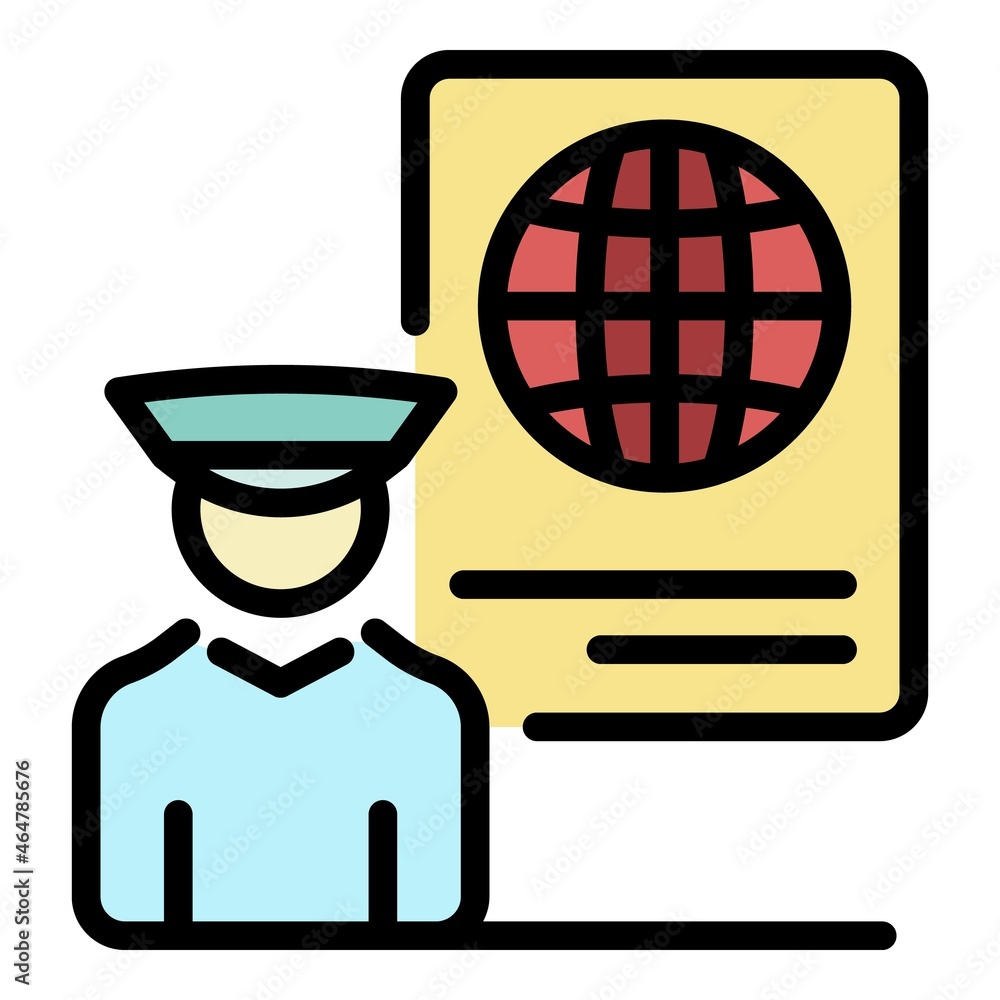 Poster global passport control icon. outline global passport control vector icon color flat isolated