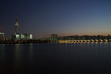 기차, 다리, 풍경, 공원, 한강, 노을