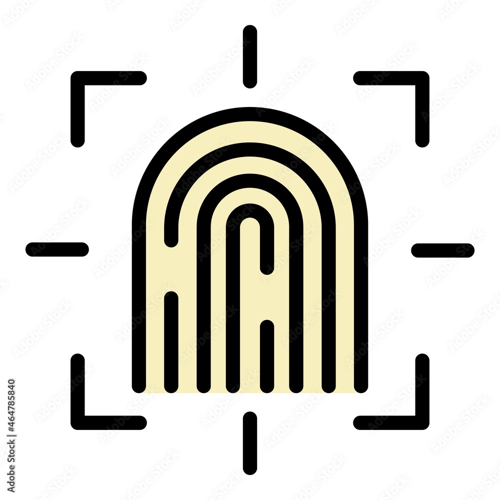 Poster fingerprint control icon. outline fingerprint control vector icon color flat isolated