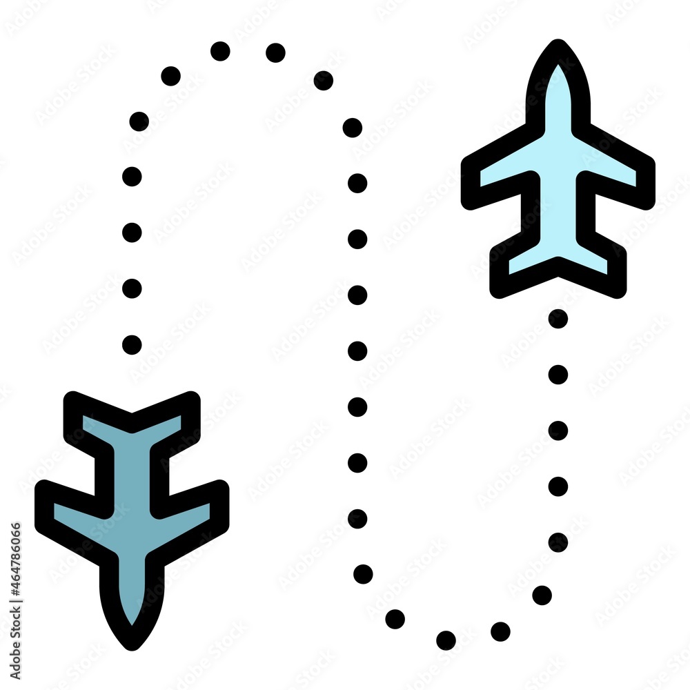 Aufkleber flight route icon. outline flight route vector icon color flat isolated