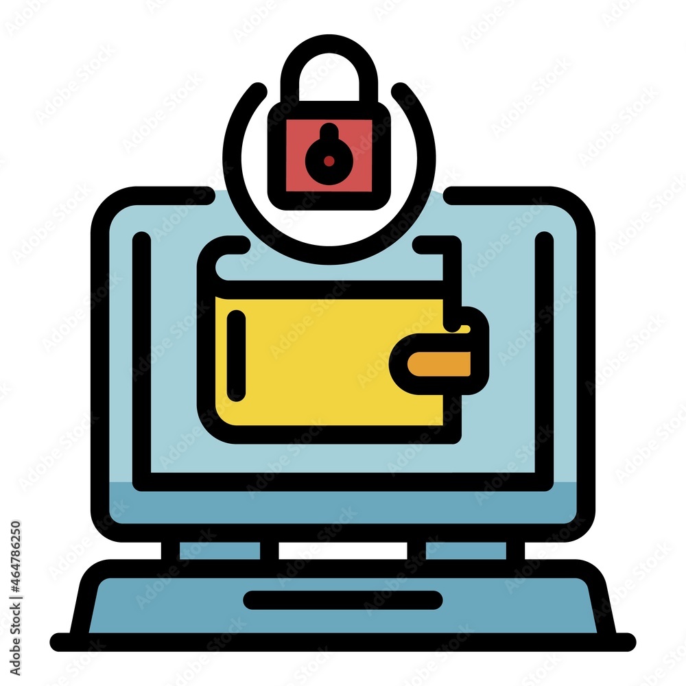 Poster secured web wallet icon. outline secured web wallet vector icon color flat isolated