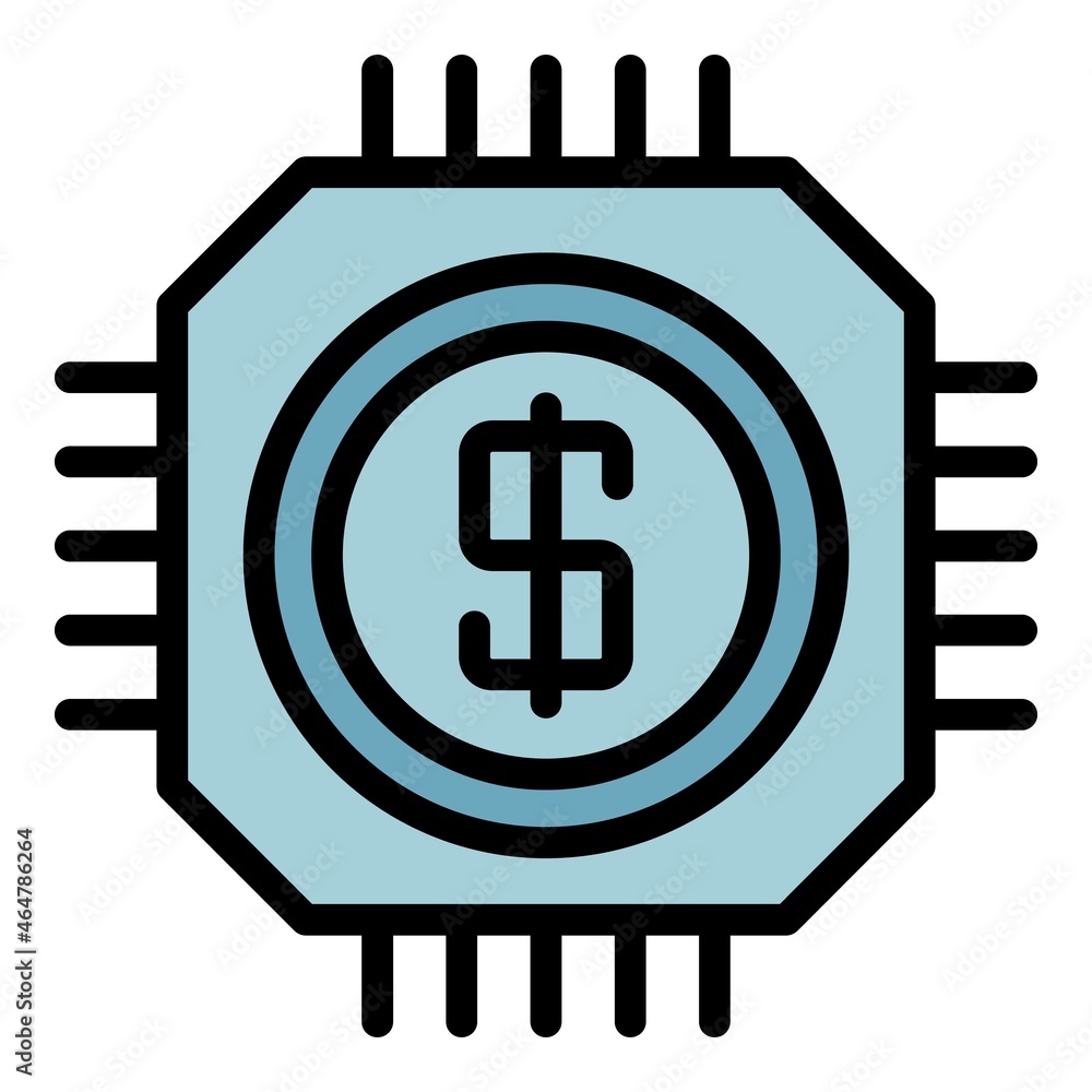 Poster money processor icon. outline money processor vector icon color flat isolated