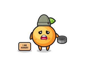 cute orange fruit beggar cartoon character