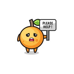 cute orange fruit hold the please help banner