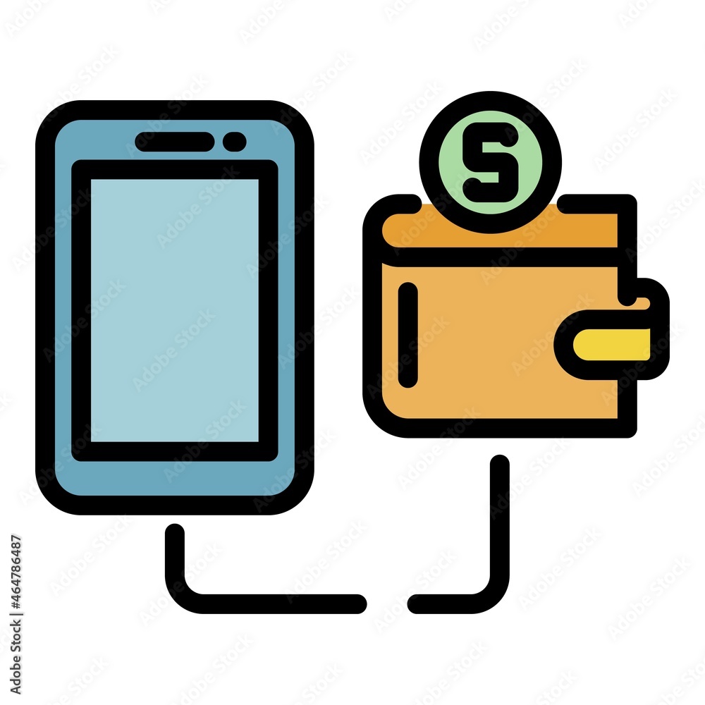 Wall mural Smartphone wallet connection icon. Outline smartphone wallet connection vector icon color flat isolated