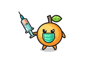 illustration of the orange fruit to fight the virus
