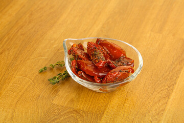 Sun-dried natural Italian tomato in the bowl