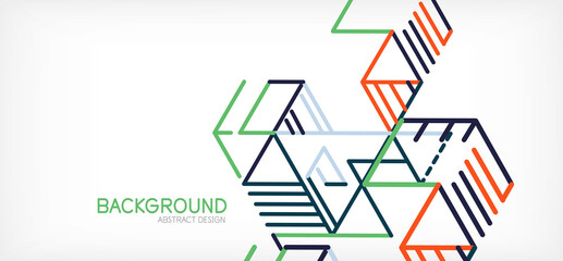 Abstract background. Color lines on white background. Linear abstract composition. Techno or business concept for wallpaper, banner, background, landing page