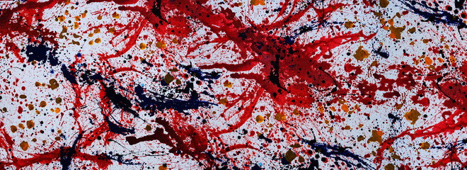 Hand drawn painting abstract art panorama background colors texture design illustration..