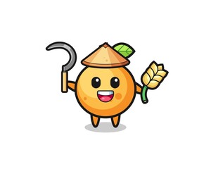 orange fruit Asian farmer holding paddy