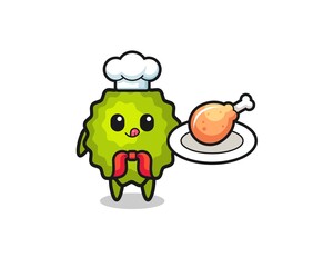 durian fried chicken chef cartoon character