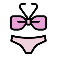 Body swimsuit icon. Outline body swimsuit vector icon color flat isolated