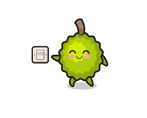 cartoon durian is turning off light