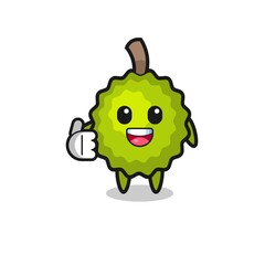 Fototapeta premium durian mascot doing thumbs up gesture