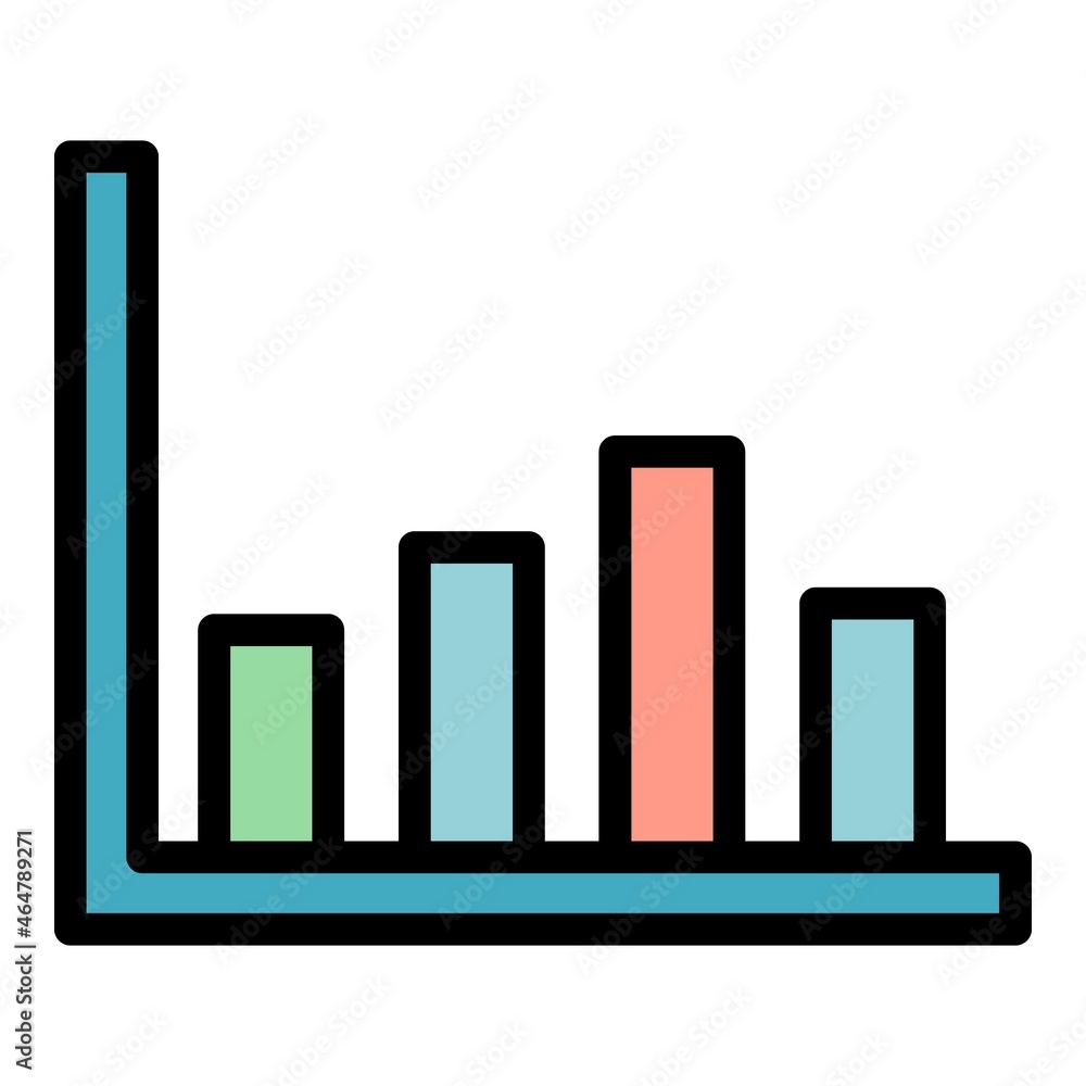 Poster graph bars icon. outline graph bars vector icon color flat isolated