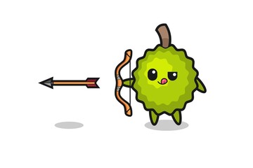 illustration of durian character doing archery