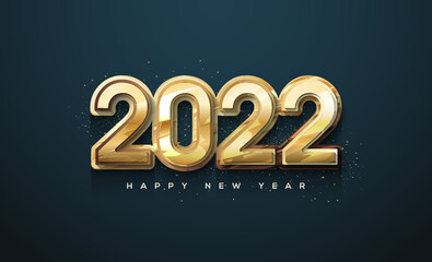 2022 happy new year shiny gold