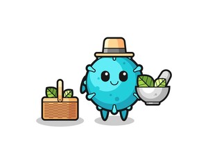 virus herbalist cute cartoon