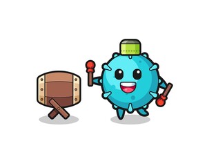 virus muslim cartoon is beating the bedug