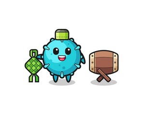 virus muslim character are celebrating Eid Al Fitr