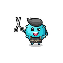 Obraz premium virus character as barbershop mascot