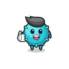 virus mascot doing thumbs up gesture
