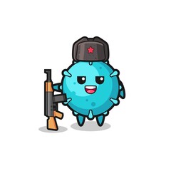 cute virus cartoon as Russian army