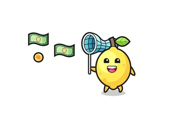 illustration of the lemon catching flying money