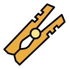 Clothes pins icon. Outline clothes pins vector icon color flat isolated