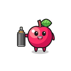 the cute apple as a graffiti bomber