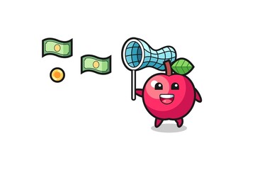 illustration of the apple catching flying money