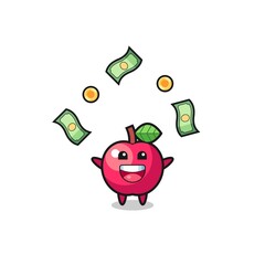 illustration of the apple catching money falling from the sky