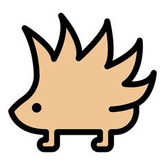 Hedgehog icon. Outline hedgehog vector icon color flat isolated