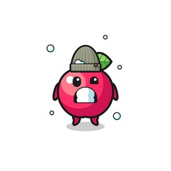 cute cartoon apple with shivering expression