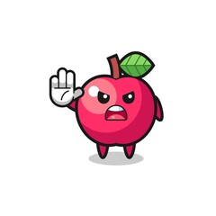 apple character doing stop gesture