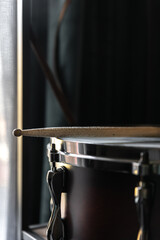 Close up of a snare drum, percussion instrument.