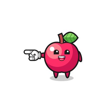 apple cartoon with pointing left gesture