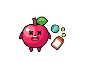illustration of overdose apple character