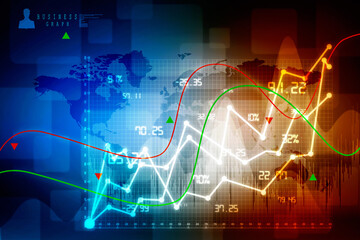 2d rendering Stock market online business concept. business Graph 