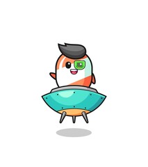 candy cartoon riding a future spaceship