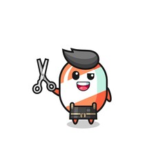 candy character as barbershop mascot