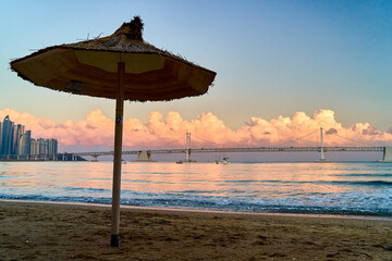 beautiful sunset at twang an li beach busan
