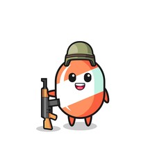 cute candy mascot as a soldier