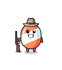 candy hunter mascot holding a gun